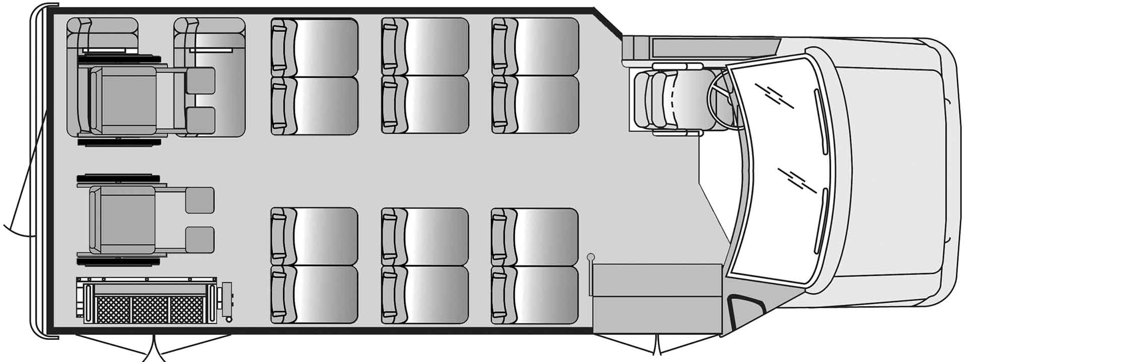12 Passenger 2 Wheelchair Plus Driver Floorplan Image